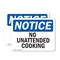 Signmission No Unattended Cooking, 10 in W x Rectangle, Plastic OS-2PACK-NS-P-710-L-15019 - alternate 1